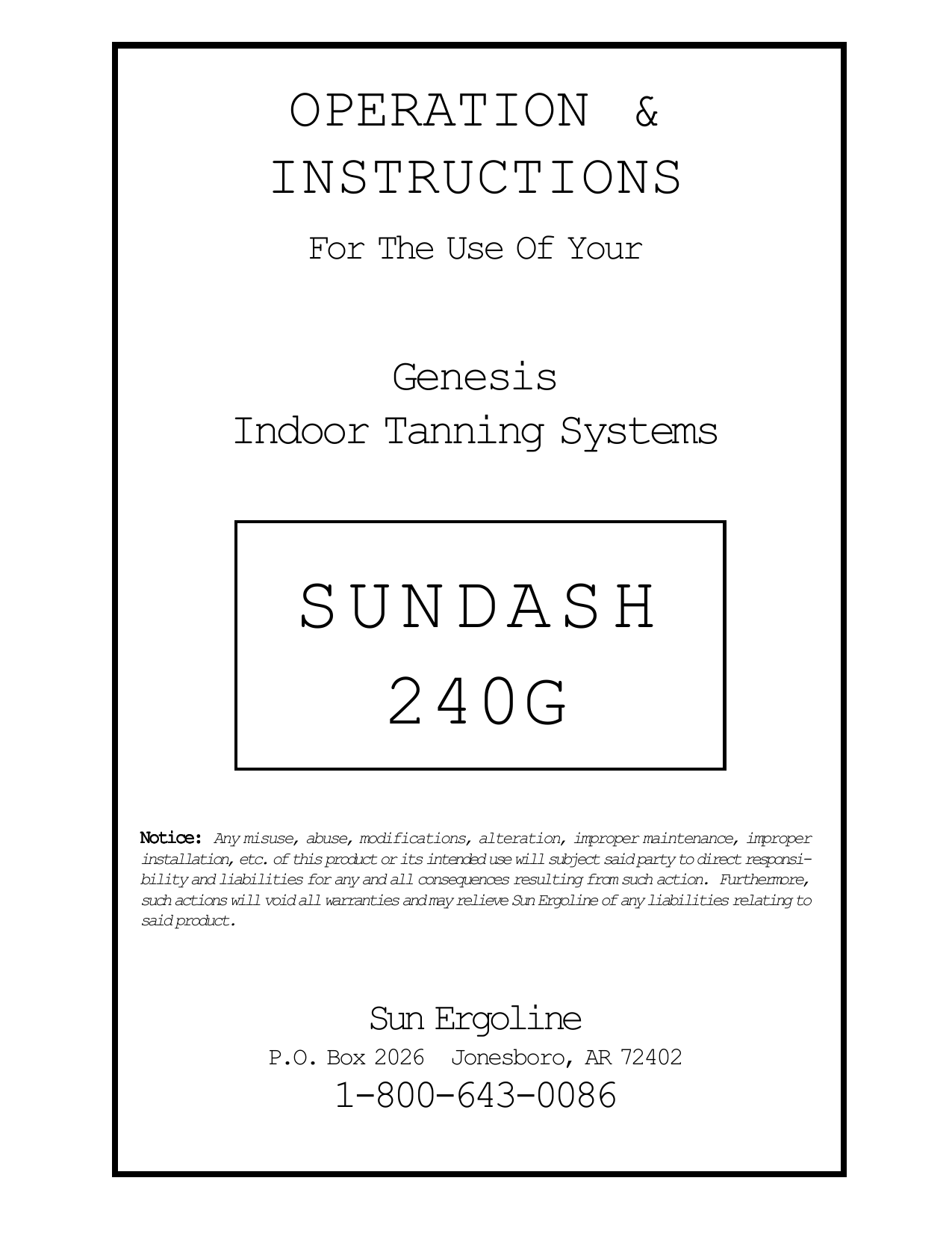 Sundash 332 Pro Manual